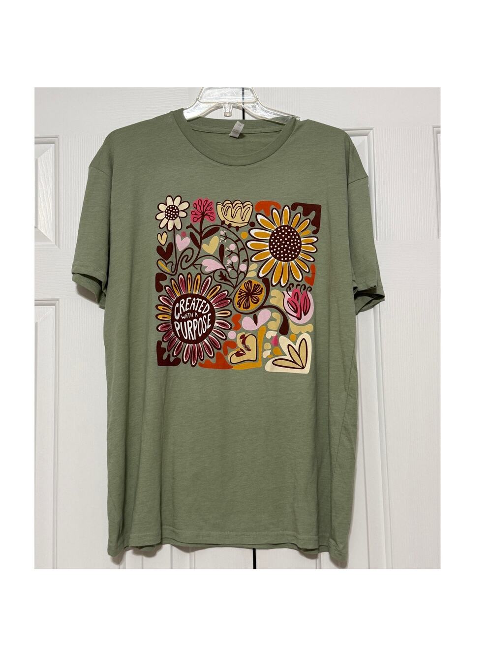 NWT Love in Faith Created with a Purpose T-Shirt, Sage Green, Size XL